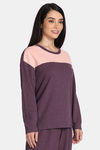Rosaline Waffle Knit Cotton Sweatshirt - Italian Plum — thumbnail 2
